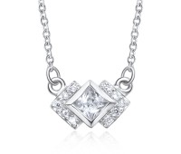 Tripple Square CZ Silver Necklace SPE-3533